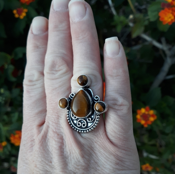 New Tiger Eye 925 Silver Ring. - Picture 6 of 8